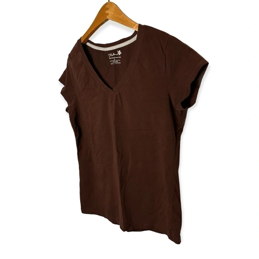 Madison The Organic Tee Brown Short Sleeve V-Neck T-Shirt Size M - Picture 2 of 6